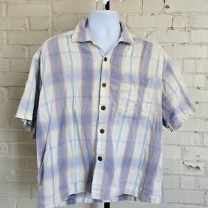 Vintage Paragraff Clothing Co Plaid Button Up Shirt Mens Medium Purple Yellow